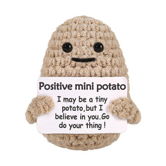 JELUTAR inspirational crochet potato doll with positive words, a cozy gift.