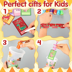 Jenaai dinosaur Valentines cards, double-sided for easy gifting
