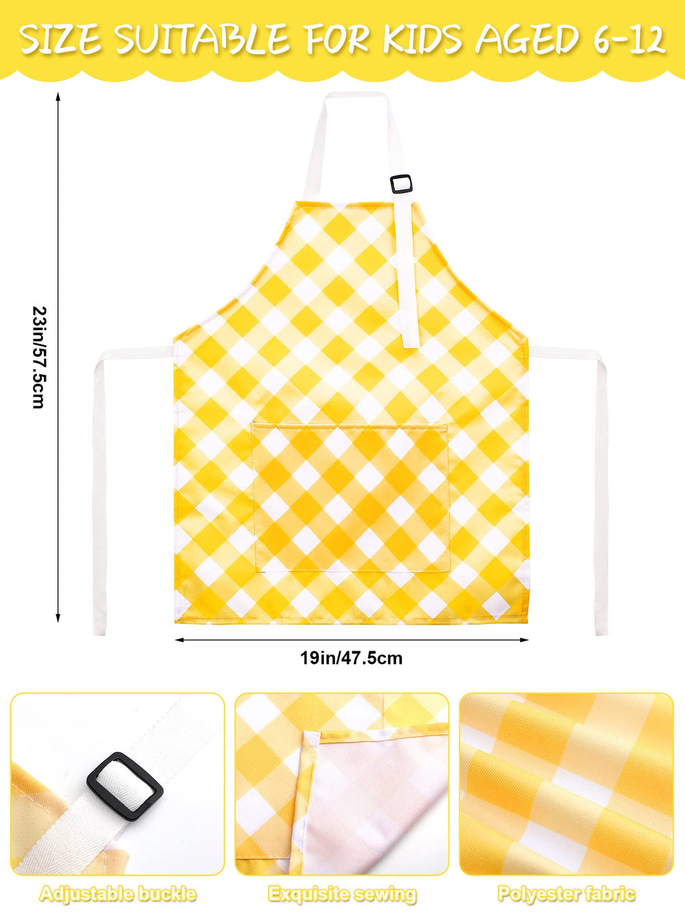 Jenaai kids apron adjustable straps ensure easy wear for ages 6-12.