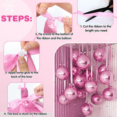 Jenaai pink satin bow to decorate balloons with a polished finish.