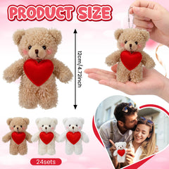 Removable sweaters on each bear enable mix-and-match Valentine outfits.