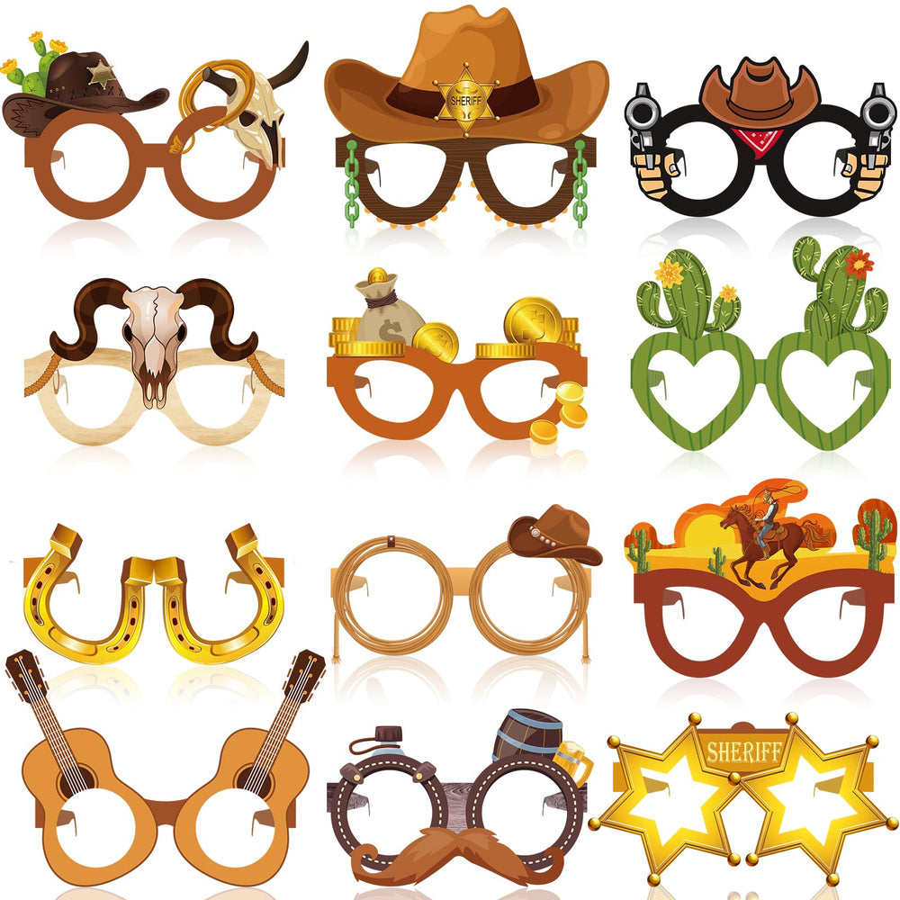Jenaai Western party glasses pack with 12 playful styles for fun photo moments.