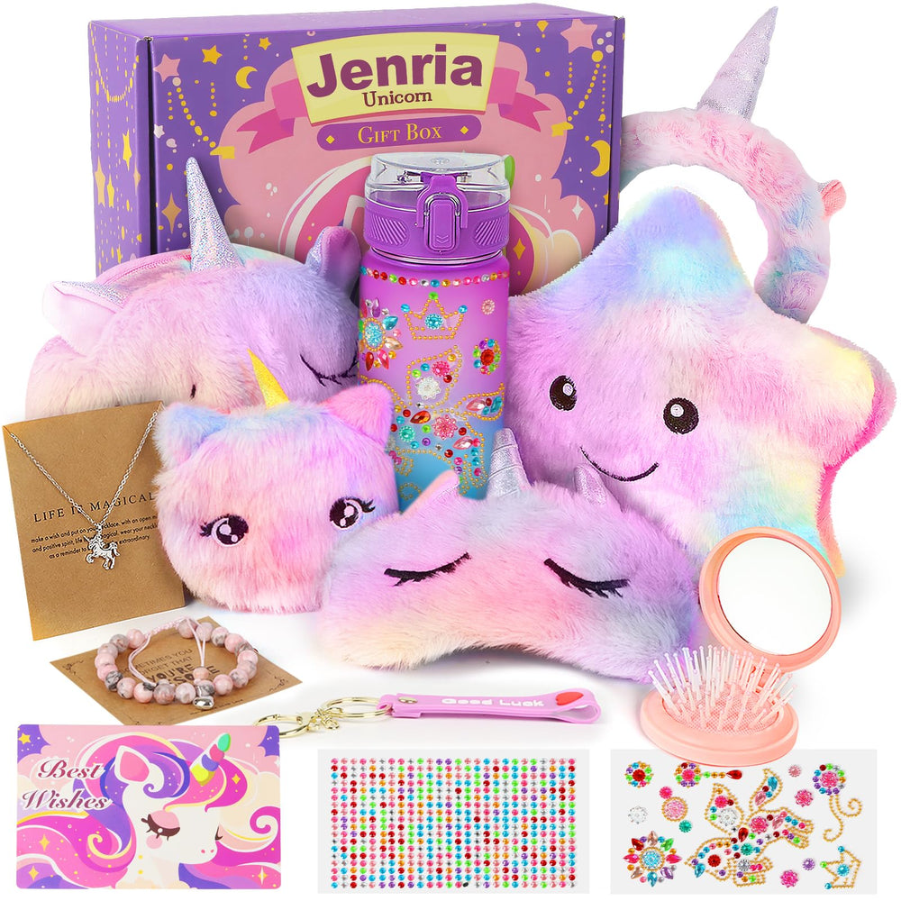 Jenria unicorn plush crossbody bag for on-the-go storage and imaginative play.