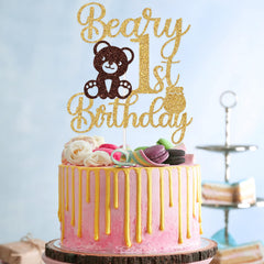 Jenrtvis Beary-Birthday-Party-Decoration enhances cake presentation and party vibe.