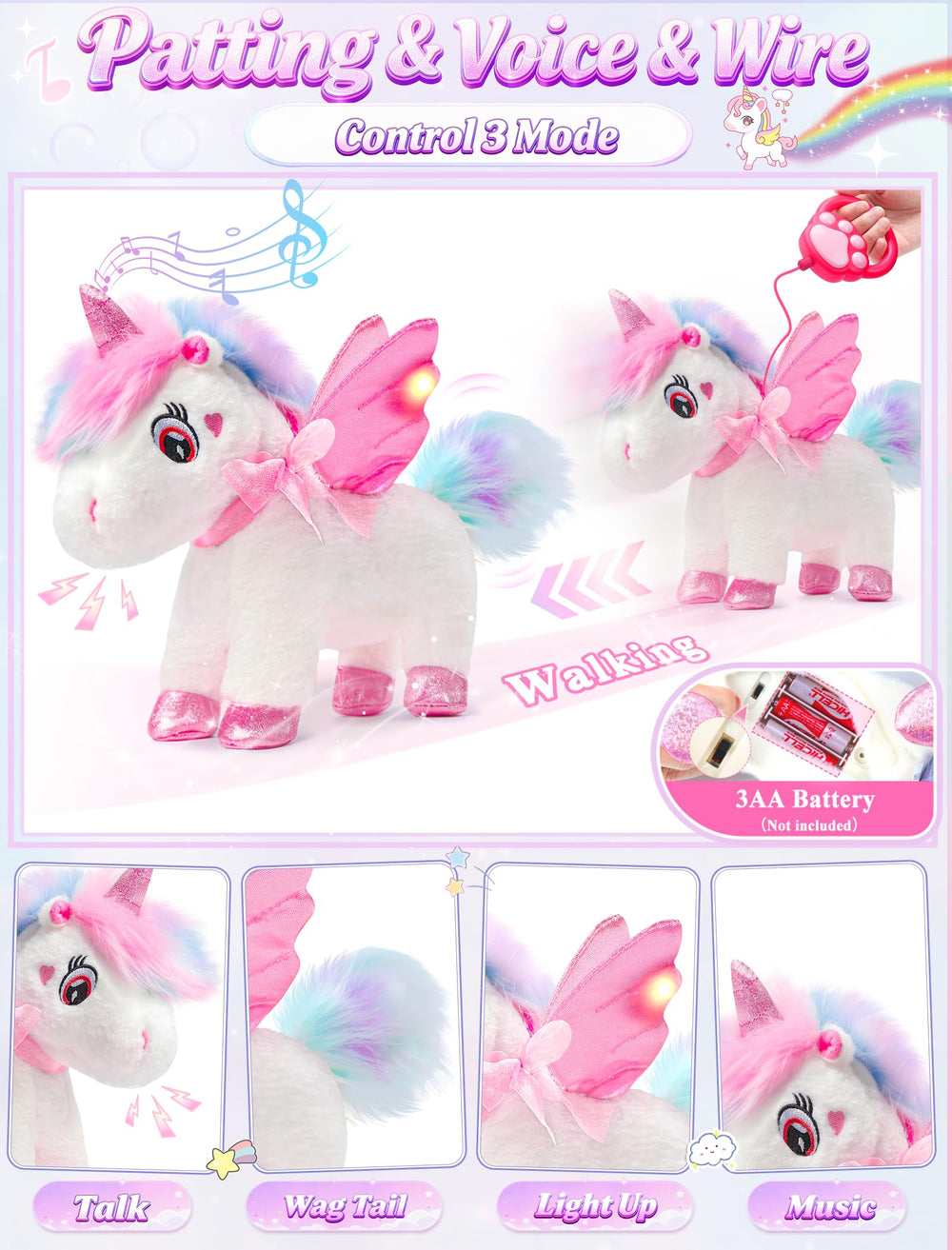 Jeowoqao unicorn wings and crown for magical dress-up.