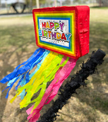 Jergrim Birthday Piñata wooden stick for hitting supports safe play.
