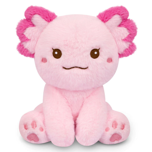 JEROKUMI Axolotl Plush pink big head for cozy hugs and decor.