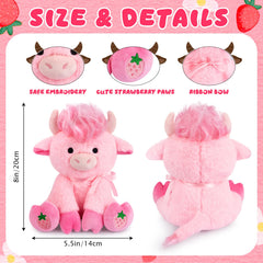 JEROKUMI Highland Cow Plush with ribbon bow adds cute style for imaginative play.