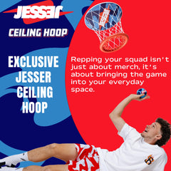 Box contents include ceiling hoop, net, and two foam balls.