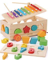 Jessruly Shape Sorter wooden blocks for shape matching and fine motor development.