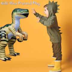 Jet Creations Velociraptor inflatable close-up with realistic detailing.