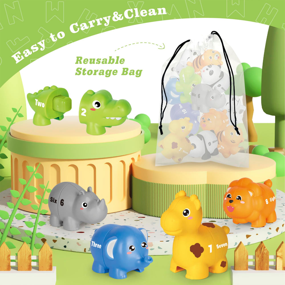 Jetbotell color sorting and counting with animal figures