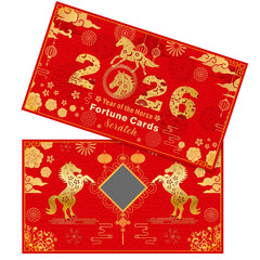 Jetec scratch-off fortune cards front view for festive events