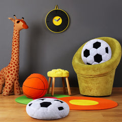 Jetec soccer pillow embroidery detail adds sporty charm.