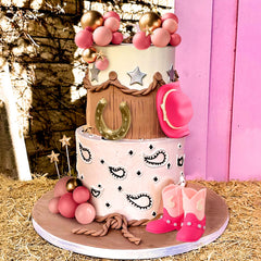 JeVenis pink cowgirl boots closeup highlights a cute party detail.