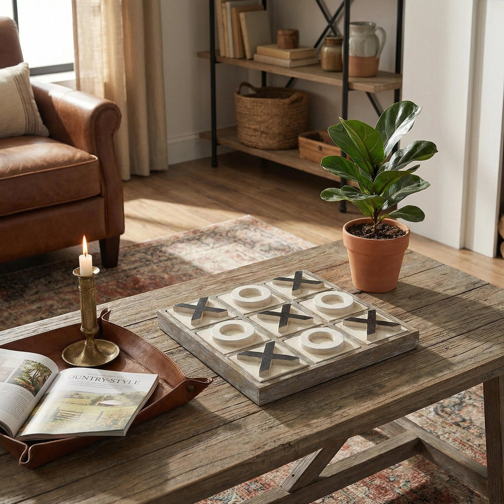 JEVERGN rustic frame holds X and O pieces securely during play.