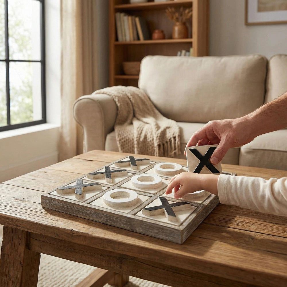 JEVERGN rustic coffee table decor blends with farmhouse style.
