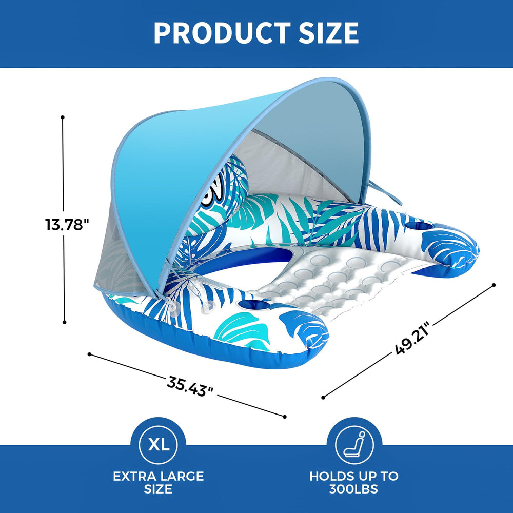JGV pool float inflates quickly with a pump for fast setup.