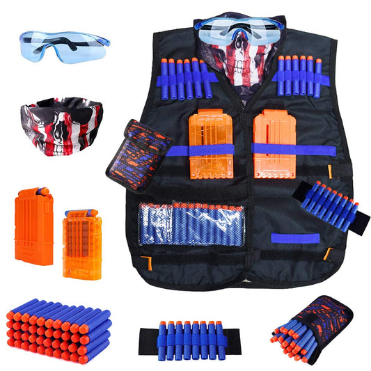 JGCWorker kids tactical vest with nerf-dart pouch keeps ammo organized during play.