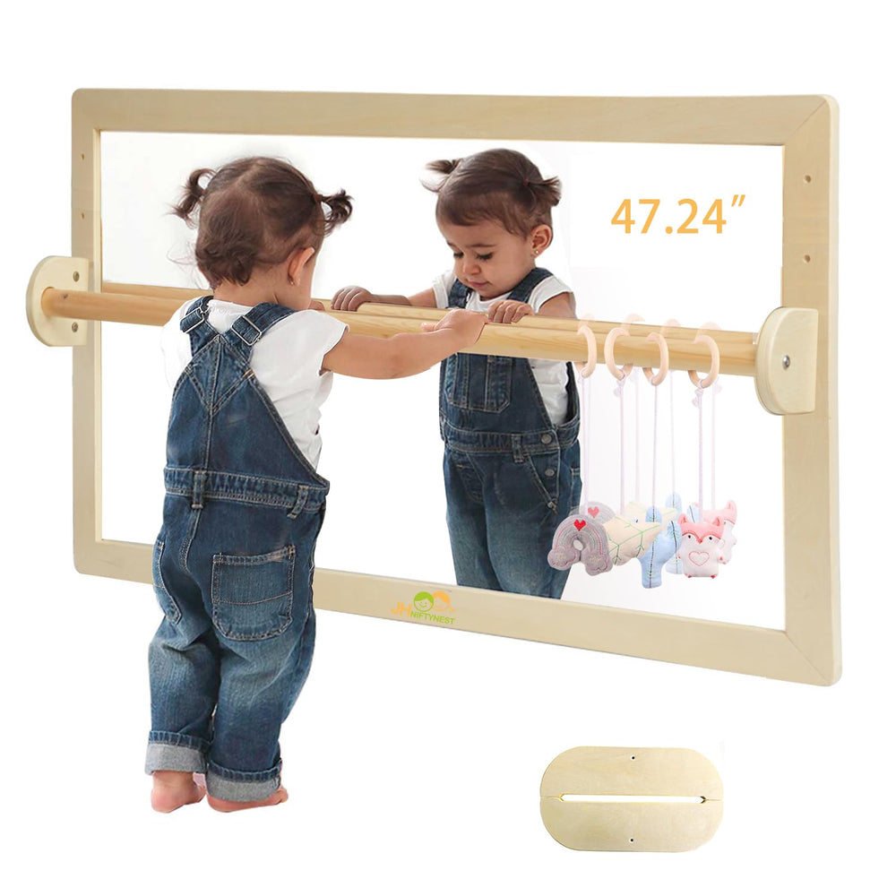 JHNIFTYNEST infant coordination mirror with base for safe, engaging play.