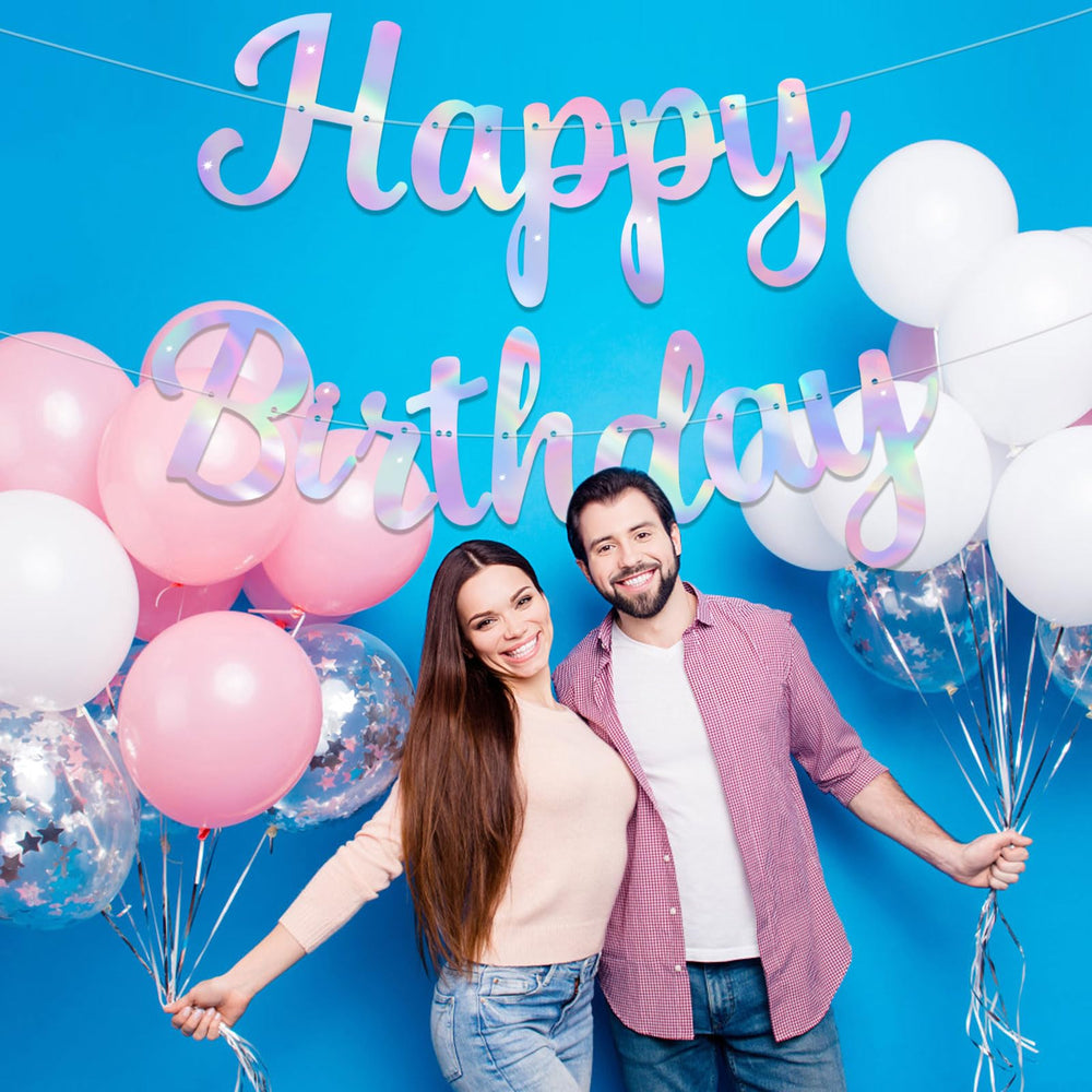 JHZMCRX birthday banner includes ribbon for flexible hanging length