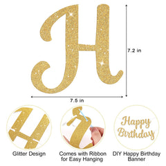 JHZMCRX DIY glitter letter banner showing included ribbon for easy assembly.