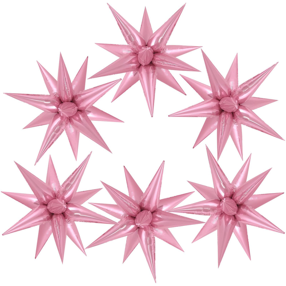 JHZMCRX pink star foil balloons create a bright birthday backdrop.