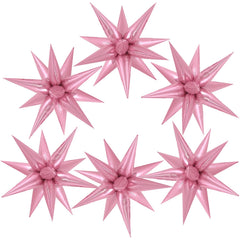 JHZMCRX pink star foil balloons create a bright birthday backdrop.