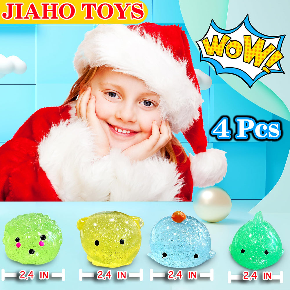 JIAHO whale glitter mochi squishy for calm focus and fidget fun.