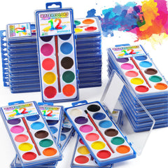 JIANERSHE 24-pack watercolor set with 12 vibrant colors for classroom art.