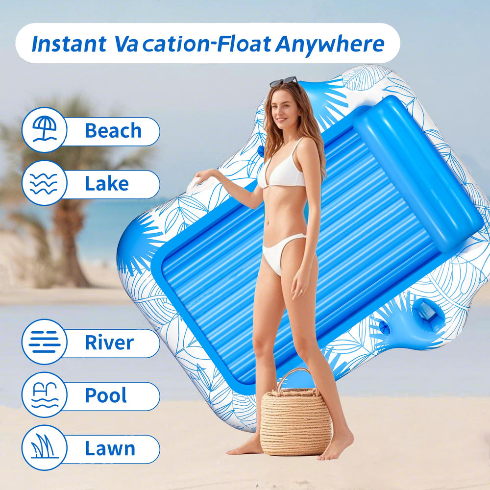 JIANYHW pool float with two snack trays for drinks and snacks within reach