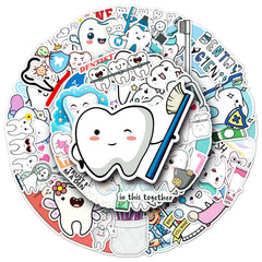Jictegb Tooth Stickers on laptop showing bright, easy-to-apply decals.