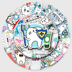 Jictegb Tooth Stickers on skateboard add colorful, durable decor.