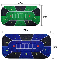 JIESITE poker mat 71x36 inch size fits most tables for versatile use.