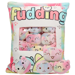JILPAK cat plush pillow with eight kittens for playful decor.