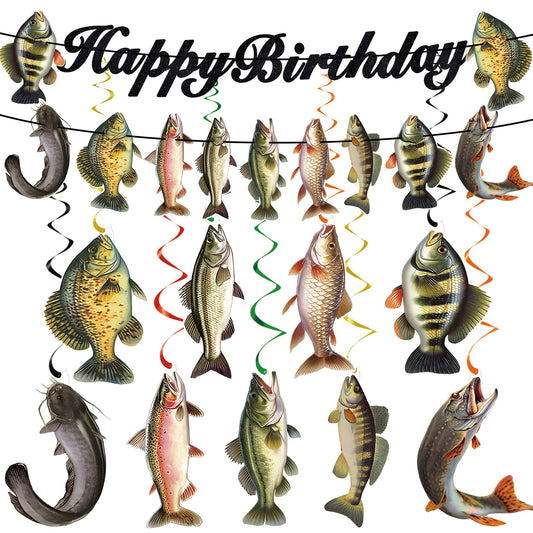 JINGAOFUN fishing banner set enhances fish-themed parties with quick, eye-catching decor.