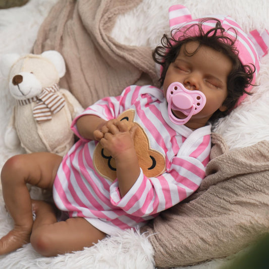 Jirachi black lifelike reborn doll, 18-inch size, ideal for imaginative play and cuddles.