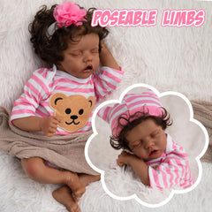 Jirachi reborn doll wearing a teddy bear hat for playful photo moments.