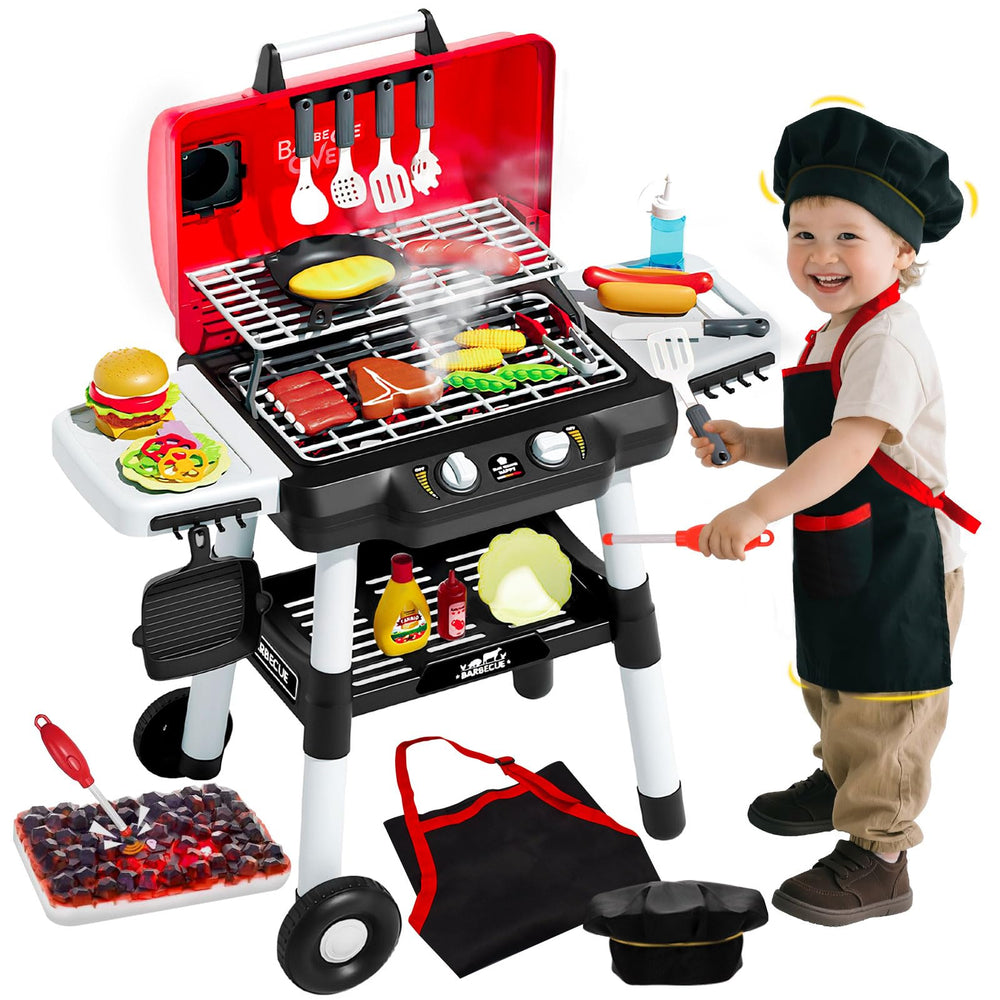 Jisejima barbecue grill playset, sturdy frame for safe pretend cooking