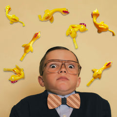 Jishi wall-sticking chicken, sticks to surfaces for varied play setups.