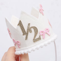 Jissoo Bow half birthday decor with secure fit.