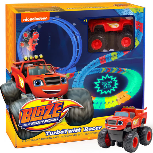JitteryGit Blaze Monster Track Set glow tracks illuminate kid-powered racing sessions