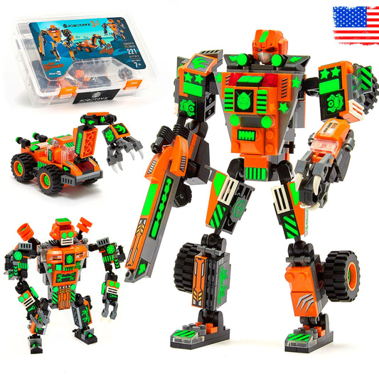 JITTERYGIT mech robot soldier with glow bricks for nighttime play.