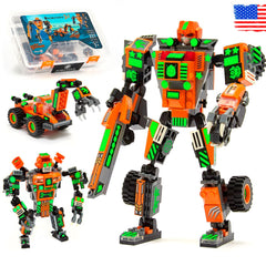 JITTERYGIT mech robot soldier with glow bricks for nighttime play.