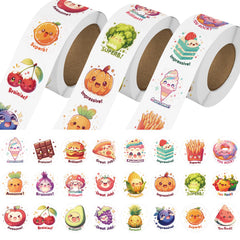 JIXZEN 3 Rolls Cute Food Stickers Apple design for classroom rewards and learning fun