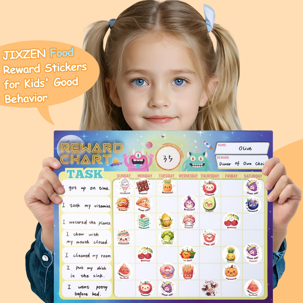 JIXZEN 3 Rolls Cute Food Stickers Ice Cream design adds fun incentives for tasks