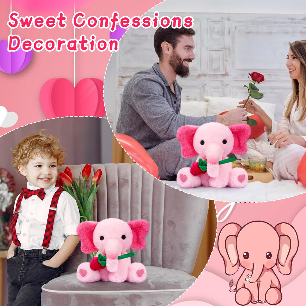JIZWPOOM pink Valentines elephant, ideal as decorative piece or gift.