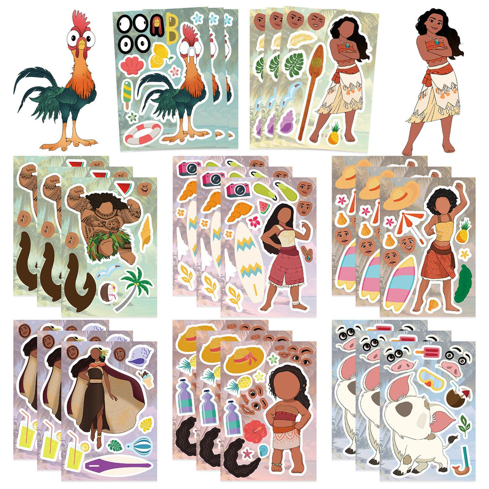JJlin Moana stickers 24 sheets—bright designs for kids' crafts and decorations.