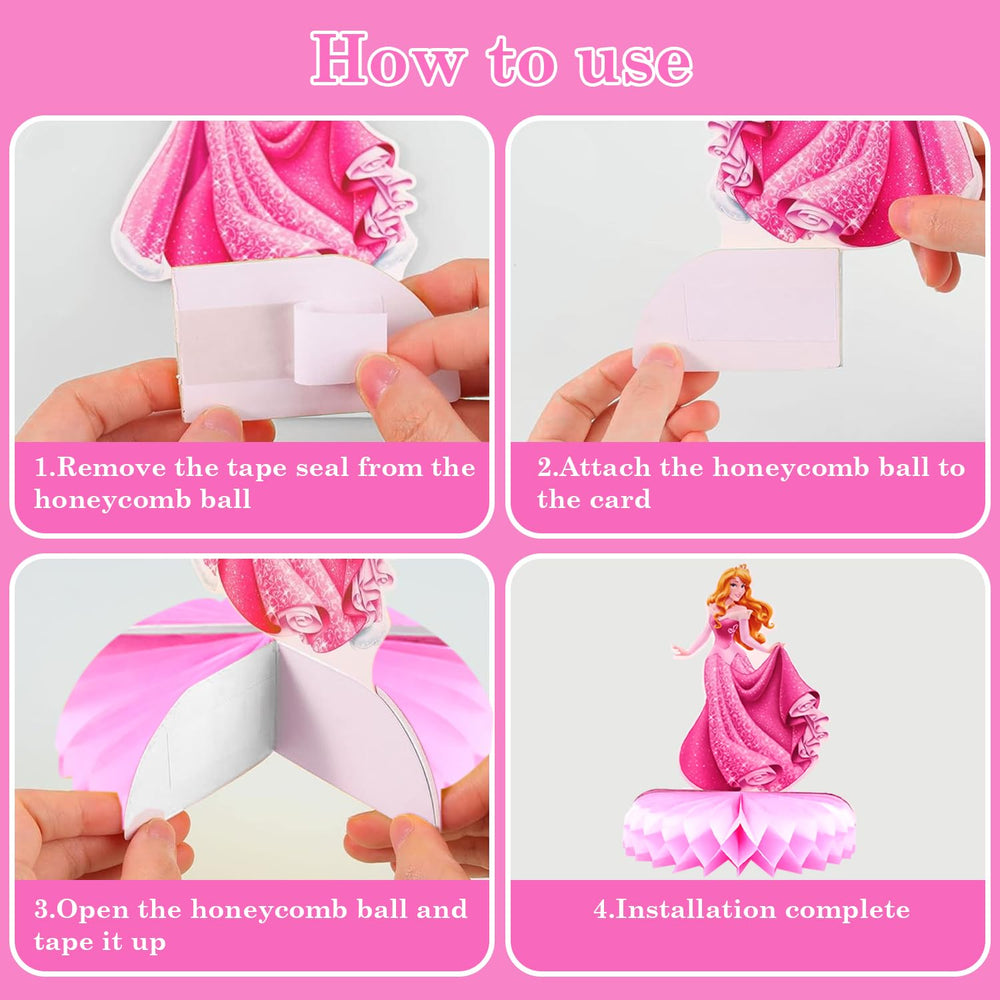 JJYHEHOT princess honeycomb centrepiece 4 creates a festive centerpiece for Christmas parties.