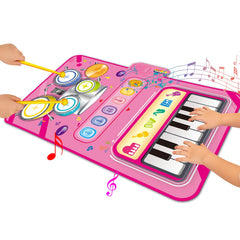 JKGIFTS 2-in-1 piano mat for toddlers with colorful keys encouraging musical exploration